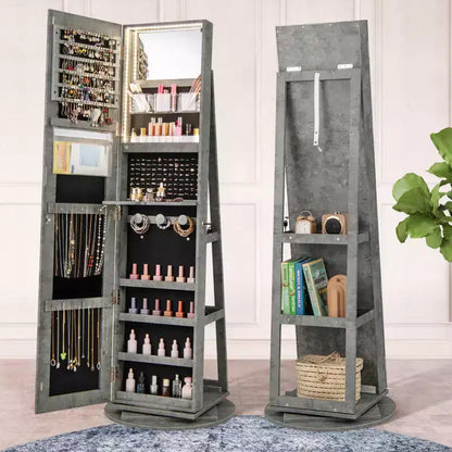 Costway Armoire à bijoux rotative à 360° avec miroir, modes LED 3 couleurs, verrouillable