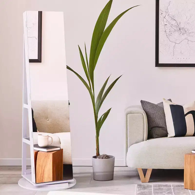 Costway Armoire à bijoux rotative à 360° avec miroir, modes LED 3 couleurs, verrouillable