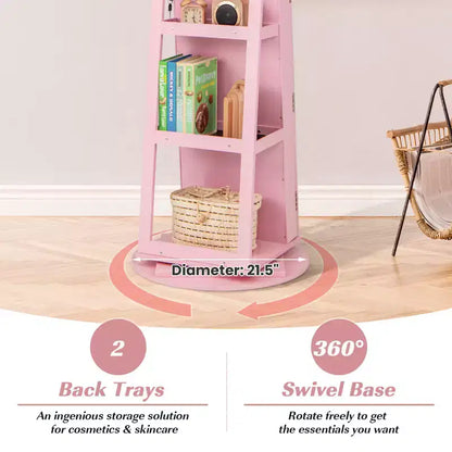 Costway Armoire à bijoux rotative à 360° avec miroir, modes LED 3 couleurs, verrouillable