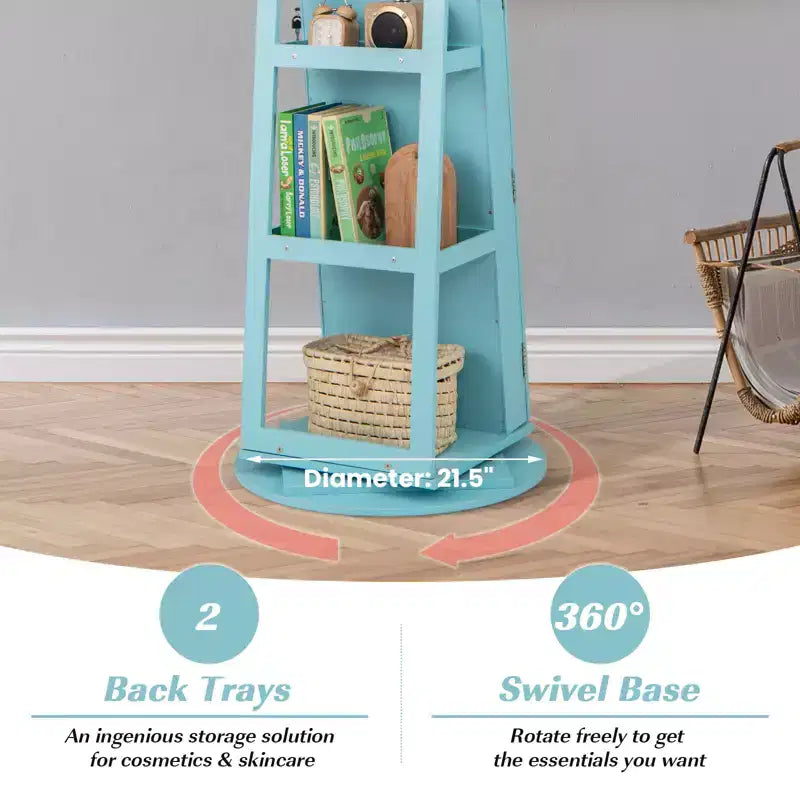 Costway Armoire à bijoux rotative à 360° avec miroir, modes LED 3 couleurs, verrouillable