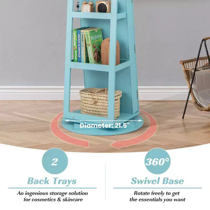 Costway Armoire à bijoux rotative à 360° avec miroir, modes LED 3 couleurs, verrouillable