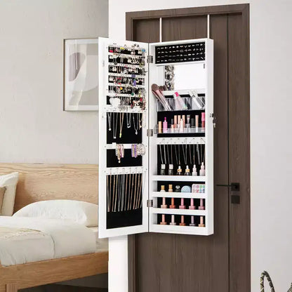 Meuble miroir à bijoux Costway 43,5 po avec miroir pleine longueur et miroir de maquillage intérieur