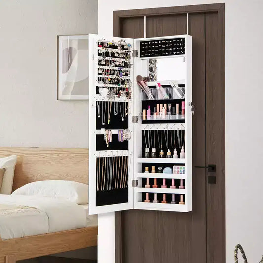 Meuble miroir à bijoux Costway 43,5 po avec miroir pleine longueur et miroir de maquillage intérieur