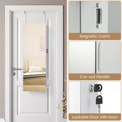 Meuble miroir à bijoux Costway 43,5 po avec miroir pleine longueur et miroir de maquillage intérieur