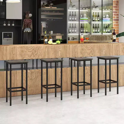 Lot de 4 tabourets de bar Costway 26 po avec repose-pieds en métal et sans dossier, hauteur de comptoir, gris