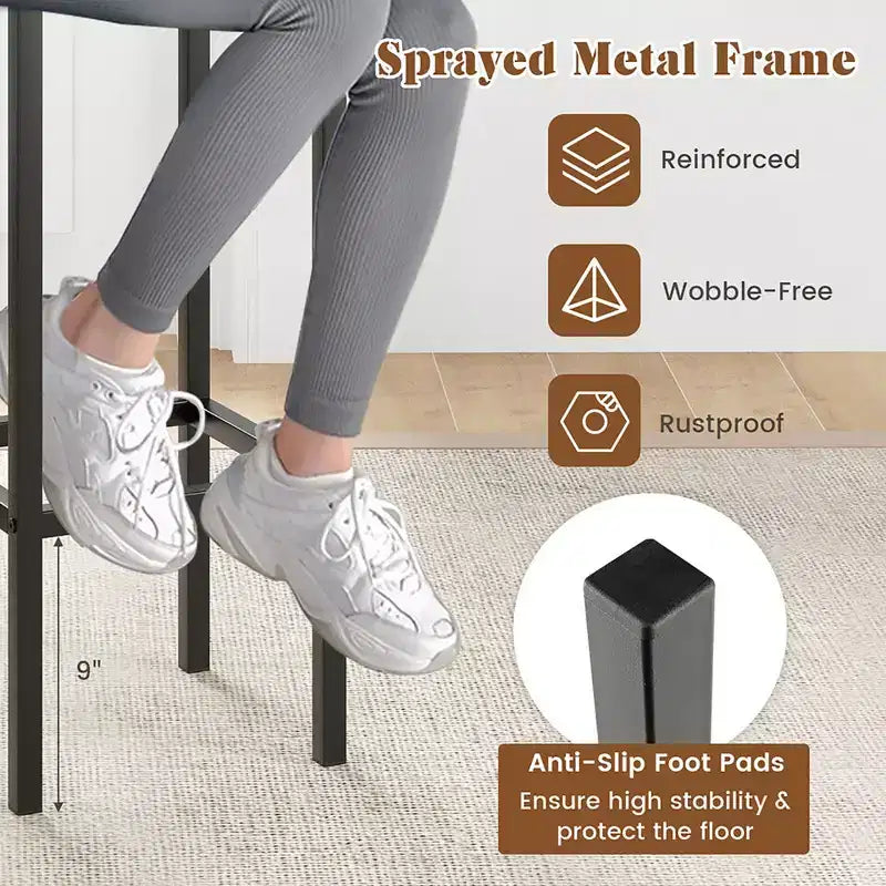 Lot de 4 tabourets de bar Costway 26 po avec repose-pieds en métal et sans dossier, hauteur de comptoir, gris