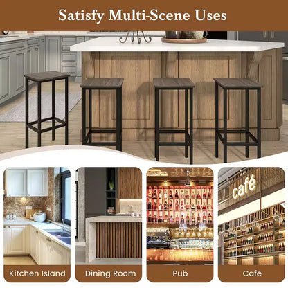 Lot de 4 tabourets de bar Costway 26 po avec repose-pieds en métal et sans dossier, hauteur de comptoir, gris