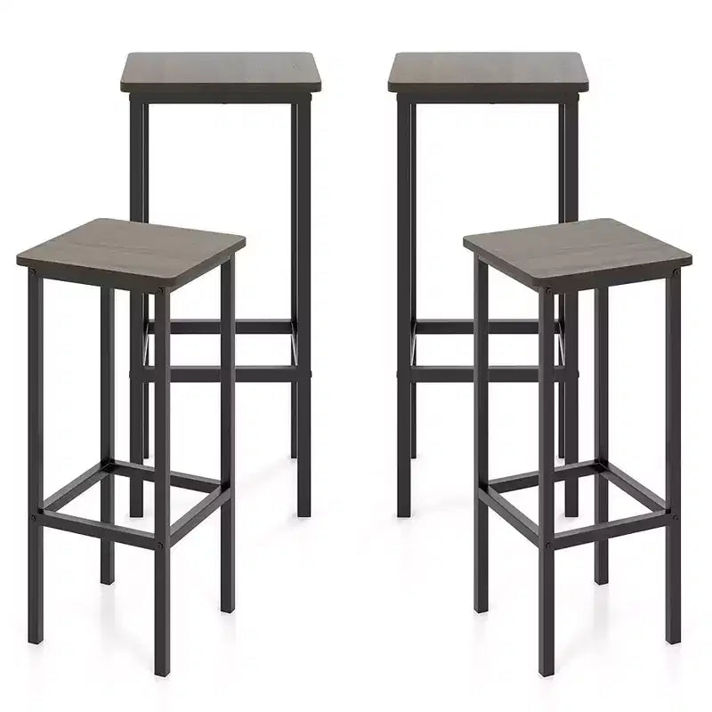 Lot de 4 tabourets de bar Costway 26 po avec repose-pieds en métal et sans dossier, hauteur de comptoir, gris