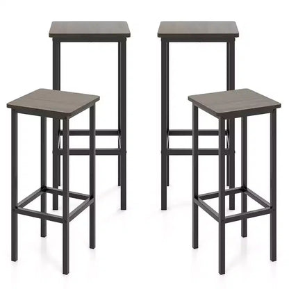 Lot de 4 tabourets de bar Costway 26 po avec repose-pieds en métal et sans dossier, hauteur de comptoir, gris