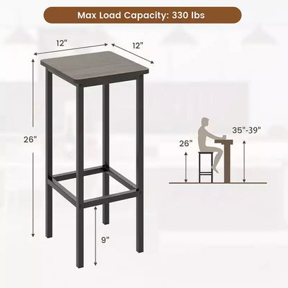Lot de 4 tabourets de bar Costway 26 po avec repose-pieds en métal et sans dossier, hauteur de comptoir, gris