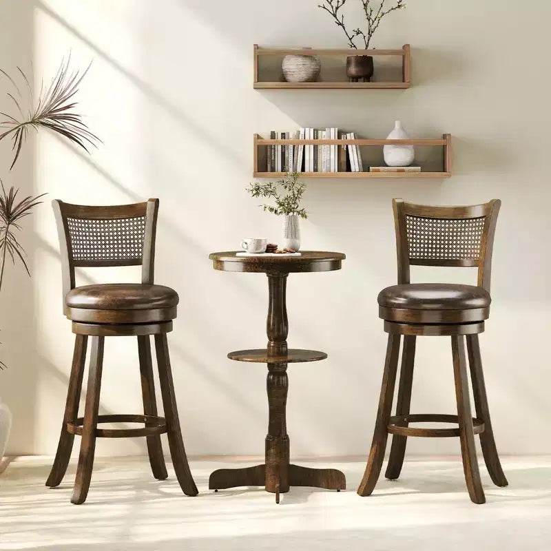 Costway Lot de 2 tabourets de bar pivotants à 30 po avec dossier en rotin PE, hauteur bar