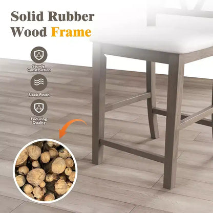 Costway Lot de 2 tabourets de bar 61 cm, tabourets de comptoir avec siège rembourré en tissu de lin, gris