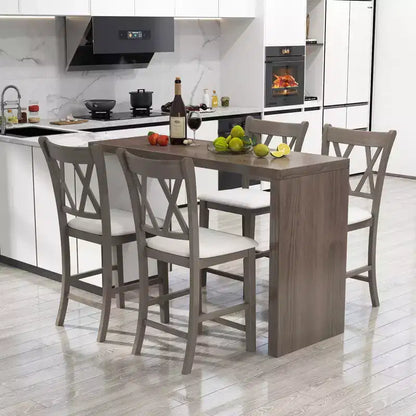 Costway Lot de 2 tabourets de bar 61 cm, tabourets de comptoir avec siège rembourré en tissu de lin, gris