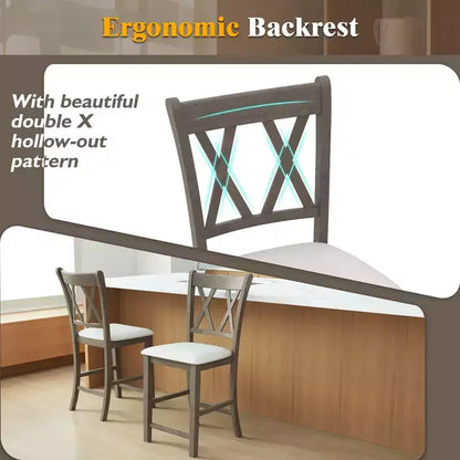 Costway Lot de 2 tabourets de bar 61 cm, tabourets de comptoir avec siège rembourré en tissu de lin, gris