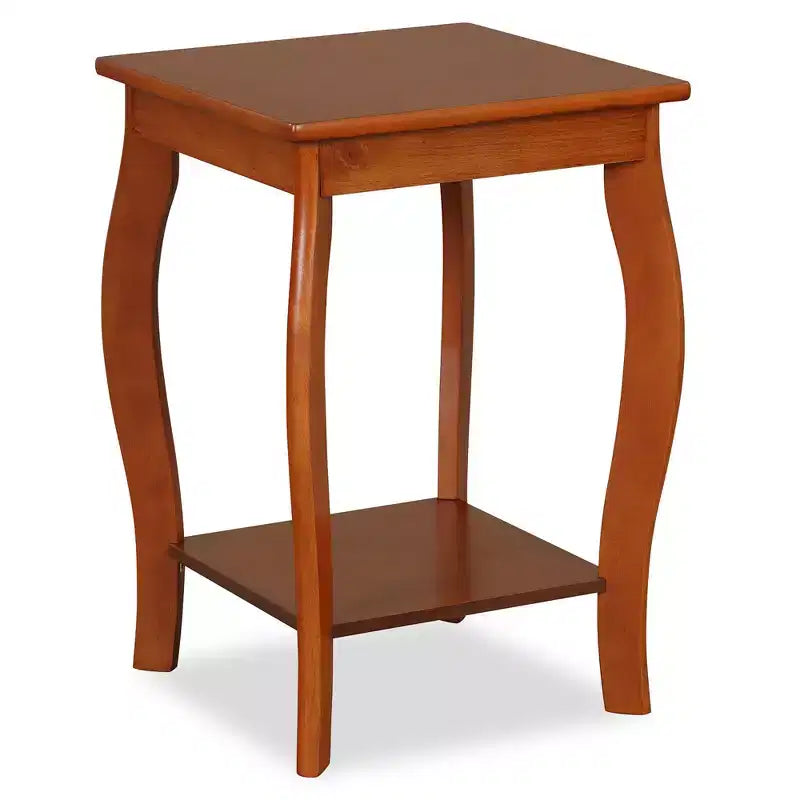 Table d'appoint carrée à 2 niveaux Costway, table de chevet étroite pour canapé avec étagère de rangement et pieds en bois