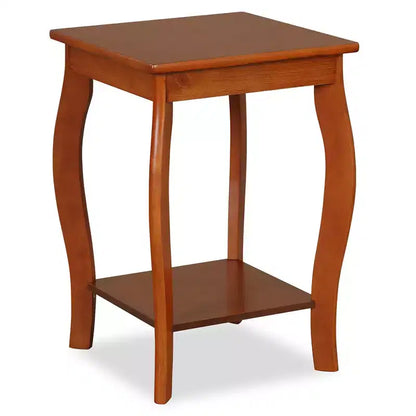 Table d'appoint carrée à 2 niveaux Costway, table de chevet étroite pour canapé avec étagère de rangement et pieds en bois