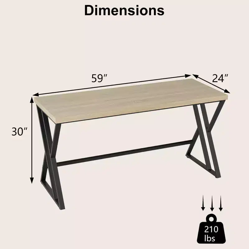 Costway Bureau informatique 4 pièces de 150 cm Grand bureau industriel pour maison et bureau avec cadre métallique robuste