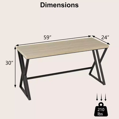Costway Bureau informatique 4 pièces de 150 cm Grand bureau industriel pour maison et bureau avec cadre métallique robuste
