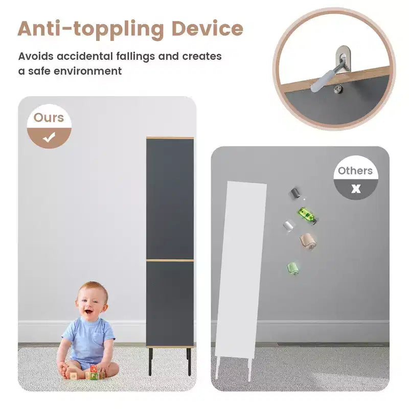 Meuble de Rangement Salle de Bain Costway Haut Autoportant Étroit avec Portes et Tiroir