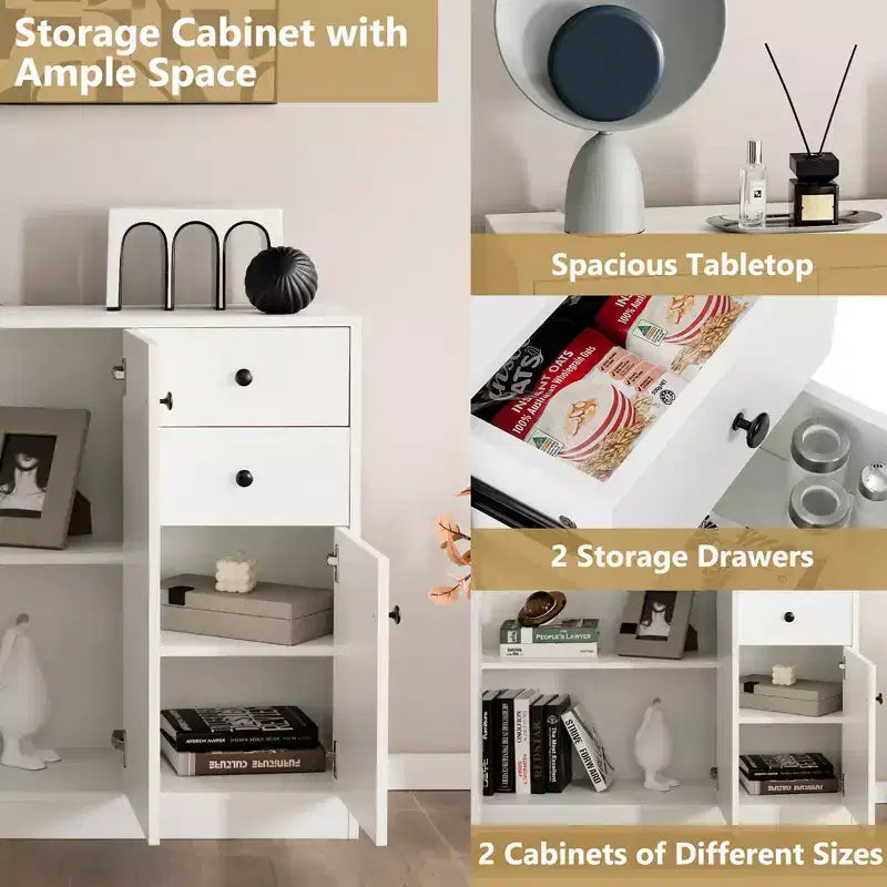 Buffet de cuisine Costway avec 3 portes, 2 tiroirs et étagère réglable