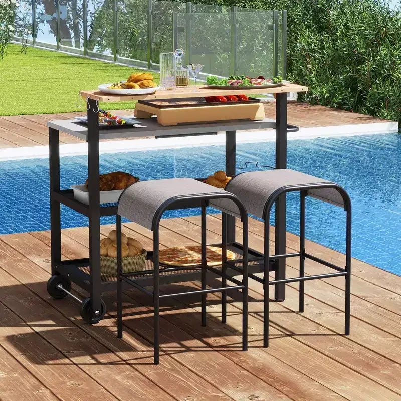 Desserte de bar roulante Costway avec plateau rabattable, crochets, support pour essuie-tout et porte-sac poubelle