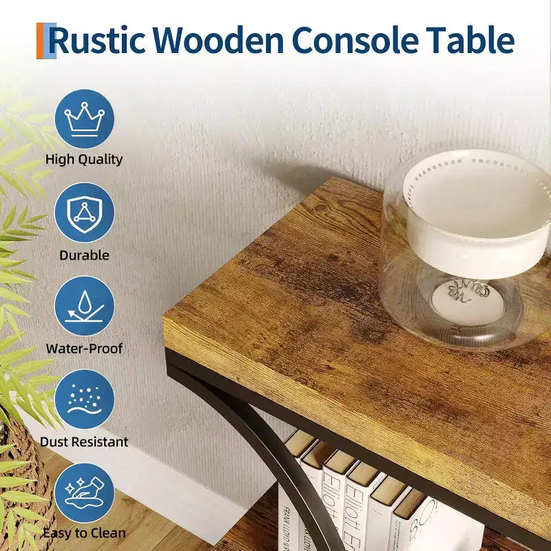 39 tables consoles étroites pour entrée, table de canapé industrielle à 3 niveaux avec base ronde en métal et étagères de rangement pour couloir, foyer
