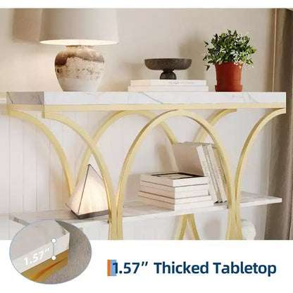 39 tables consoles étroites pour entrée, table de canapé industrielle à 3 niveaux avec base ronde en métal et étagères de rangement pour couloir, foyer