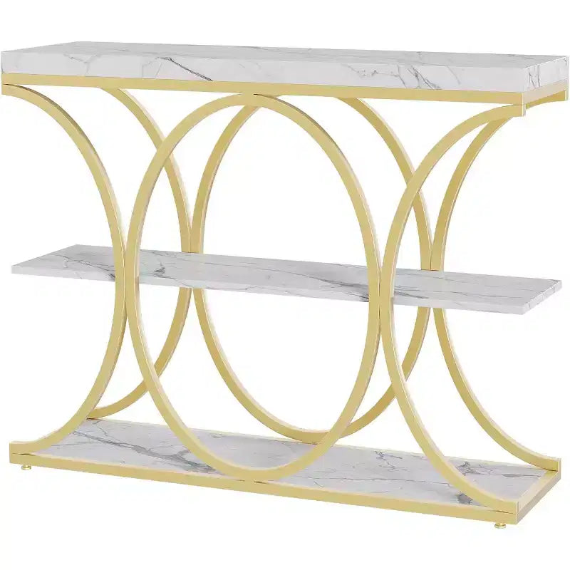 39 tables consoles étroites pour entrée, table de canapé industrielle à 3 niveaux avec base ronde en métal et étagères de rangement pour couloir, foyer