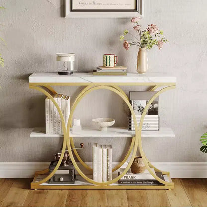39 tables consoles étroites pour entrée, table de canapé industrielle à 3 niveaux avec base ronde en métal et étagères de rangement pour couloir, foyer