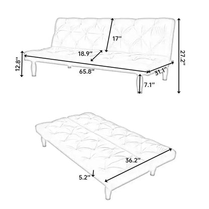 TUYOHW Canapé convertible peu encombrant de 168 cm, canapé-lit en velours avec cadre en bois robuste, causeuse réglable sur 3 positions pour salon