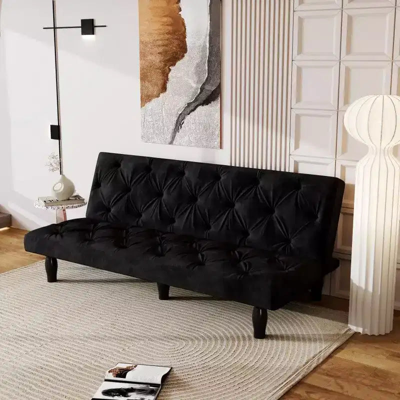 TUYOHW Canapé convertible peu encombrant de 168 cm, canapé-lit en velours avec cadre en bois robuste, causeuse réglable sur 3 positions pour salon