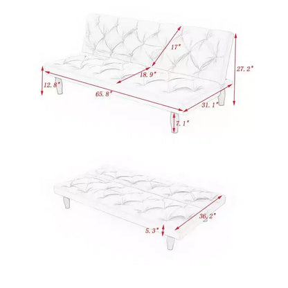 TUYOHW Canapé convertible peu encombrant de 168 cm, canapé-lit en velours avec cadre en bois robuste, causeuse réglable sur 3 positions pour salon