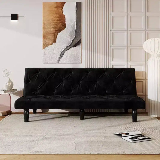 TUYOHW 66'' Space-Saving Convertible Sofa,Velvet Sofa Bed with Sturdy Wood Frame,3-Position Adjustable Loveseat for Living Room