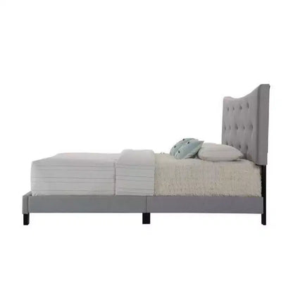 Lit capitonné Queen Royal Hampton de style contemporain, gris