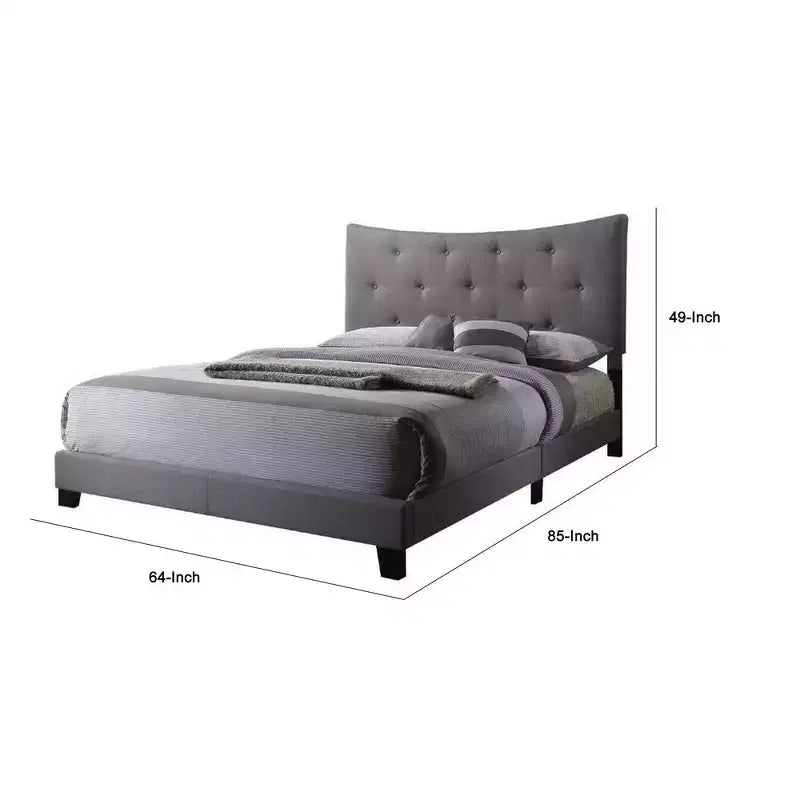 Lit capitonné Queen Royal Hampton de style contemporain, gris