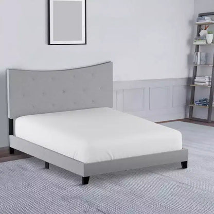 Lit capitonné Queen Royal Hampton de style contemporain, gris