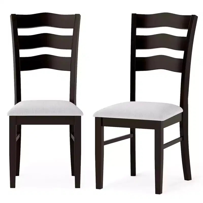 Costway Dining Chairs Set of 2 Fabric Rubber Wood Legs Padded Seat Wavy Backrest Armless