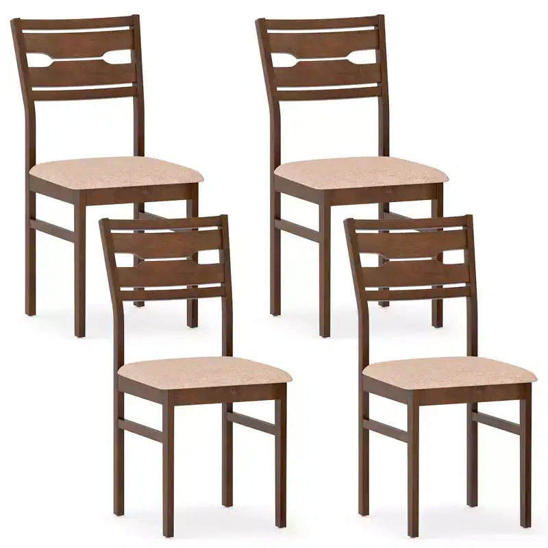 Costway Dining Chair Set of 4 w/ Rubber Wood Frame Padded Seat Curved Backrest