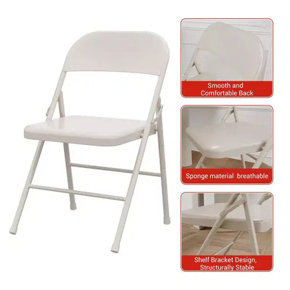 Lot de chaises pliantes en métal robustes, supportant jusqu'à 158 kg, chaises de salle à manger pliantes tout acier avec dossier, chaises portables, lot de deux