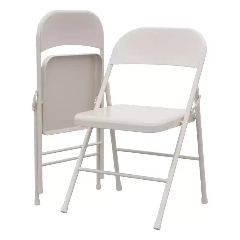 Lot de chaises pliantes en métal robustes, supportant jusqu'à 158 kg, chaises de salle à manger pliantes tout acier avec dossier, chaises portables, lot de deux