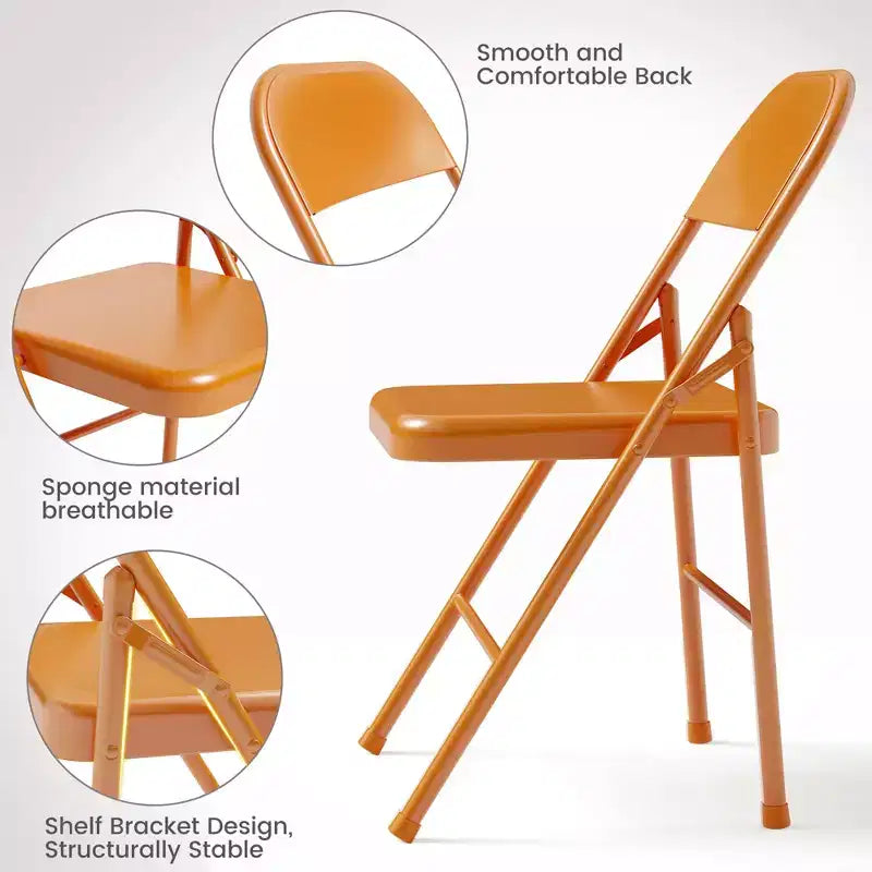 Lot de chaises pliantes en métal robustes, supportant jusqu'à 158 kg, chaises de salle à manger pliantes tout acier avec dossier, chaises portables, lot de deux