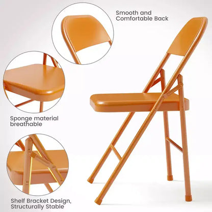 Lot de chaises pliantes en métal robustes, supportant jusqu'à 158 kg, chaises de salle à manger pliantes tout acier avec dossier, chaises portables, lot de deux