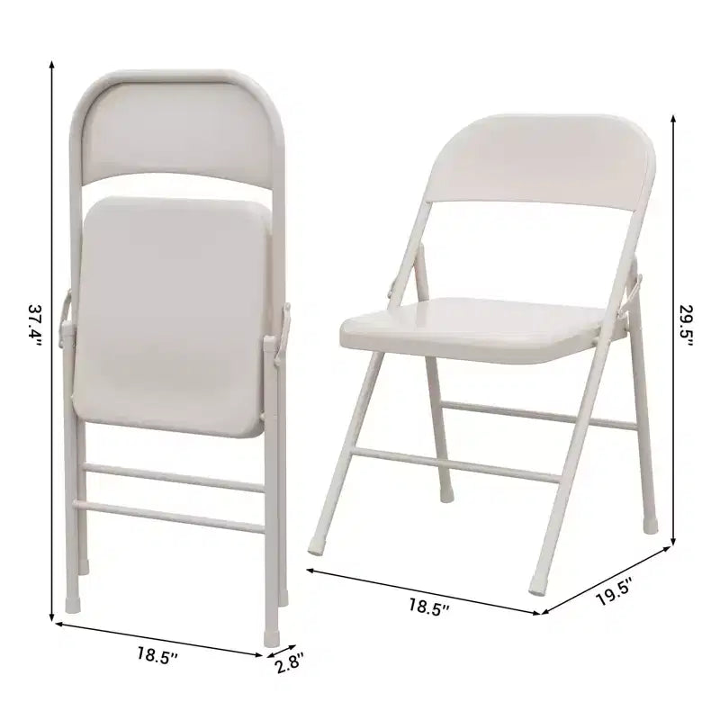 Lot de chaises pliantes en métal robustes, supportant jusqu'à 158 kg, chaises de salle à manger pliantes tout acier avec dossier, chaises portables, lot de deux