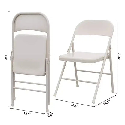 Lot de chaises pliantes en métal robustes, supportant jusqu'à 158 kg, chaises de salle à manger pliantes tout acier avec dossier, chaises portables, lot de deux
