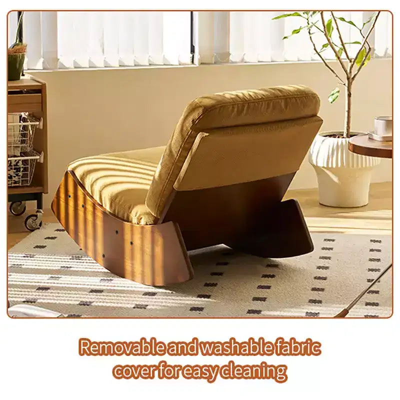Fauteuil à bascule planeur confortable Rembourrage Fauteuil planeur Cadre en bois massif Plusieurs réglages Fauteuil de lecture d'appoint