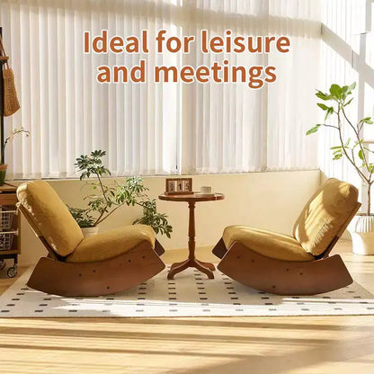 Fauteuil à bascule planeur confortable Rembourrage Fauteuil planeur Cadre en bois massif Plusieurs réglages Fauteuil de lecture d'appoint
