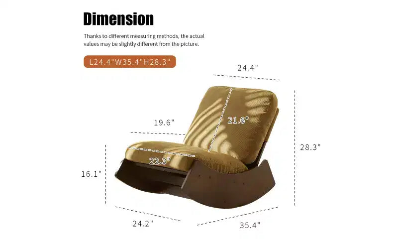 Fauteuil à bascule planeur confortable Rembourrage Fauteuil planeur Cadre en bois massif Plusieurs réglages Fauteuil de lecture d'appoint