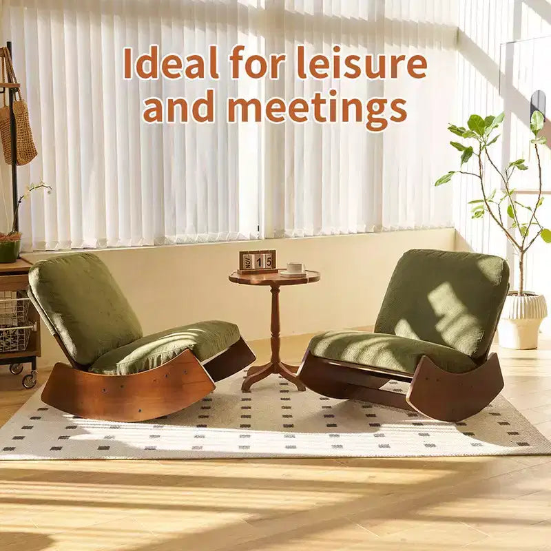 Fauteuil à bascule planeur confortable Rembourrage Fauteuil planeur Cadre en bois massif Plusieurs réglages Fauteuil de lecture d'appoint