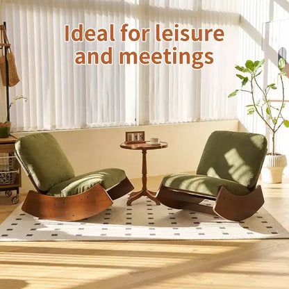 Fauteuil à bascule planeur confortable Rembourrage Fauteuil planeur Cadre en bois massif Plusieurs réglages Fauteuil de lecture d'appoint