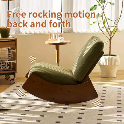 Fauteuil à bascule planeur confortable Rembourrage Fauteuil planeur Cadre en bois massif Plusieurs réglages Fauteuil de lecture d'appoint